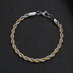 New Stainless Steel Half Gold Silver Color Twist Chain Bracelet for Men Women Kpop Jewelry Gift