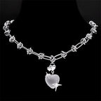 Iced Out Heart Star Pendant Necklace — Stainless Steel