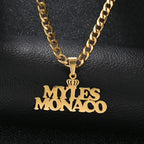 Atoztide 50cm Personalized Custom Names Pendant Necklace Stainless Steel Gold Color Cuban Thick Chain for Men Women Jewelry Gift