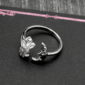 Heart Moon Two-Tone Ring Sterling Zircons Face