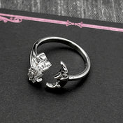 Heart Moon Two-Tone Ring Zircons Face