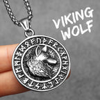 Viking Wolf Stainless Steel Pendant Necklace