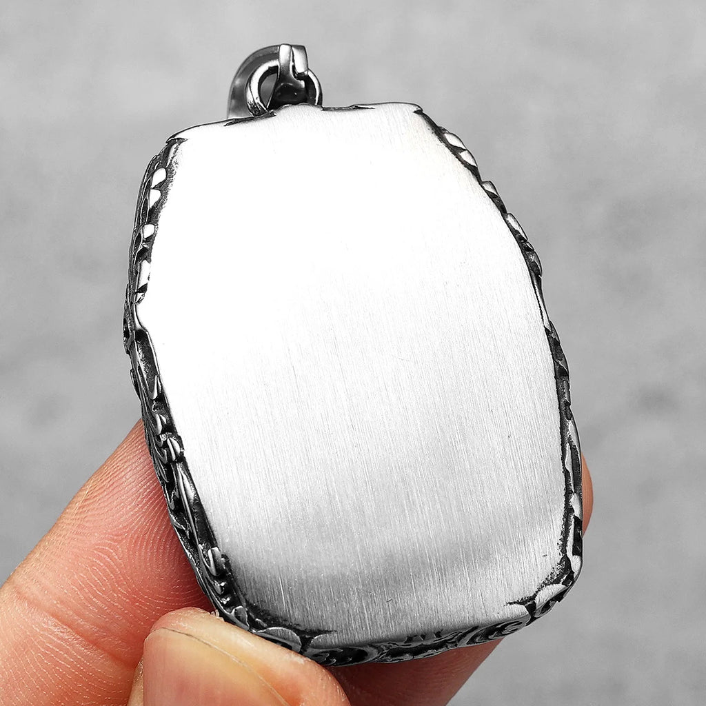 Buddha Glass Pendant Necklace — Stainless Steel