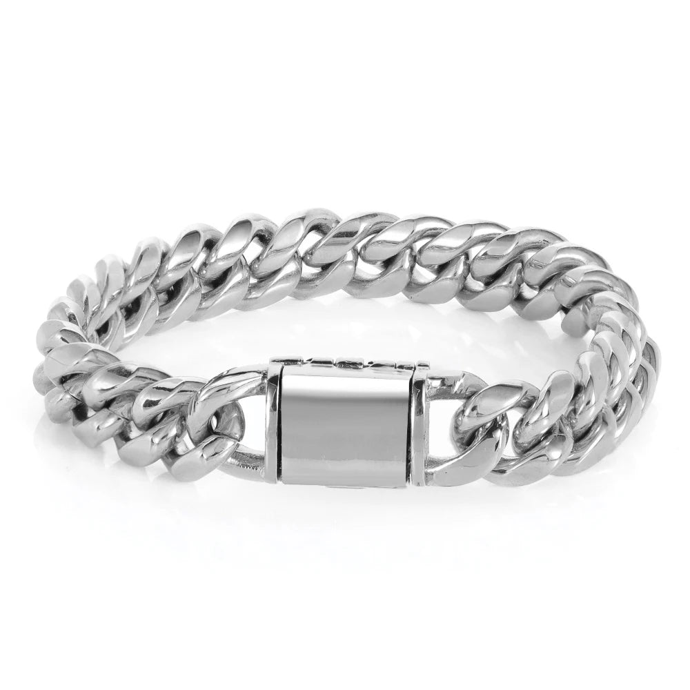 NUOYA Men Fashion Cuban Link Necklace Stainless Steel PVD Plated 8/10/12/14mm Cuban Chain Jewellery Personalized Free Laser Logo