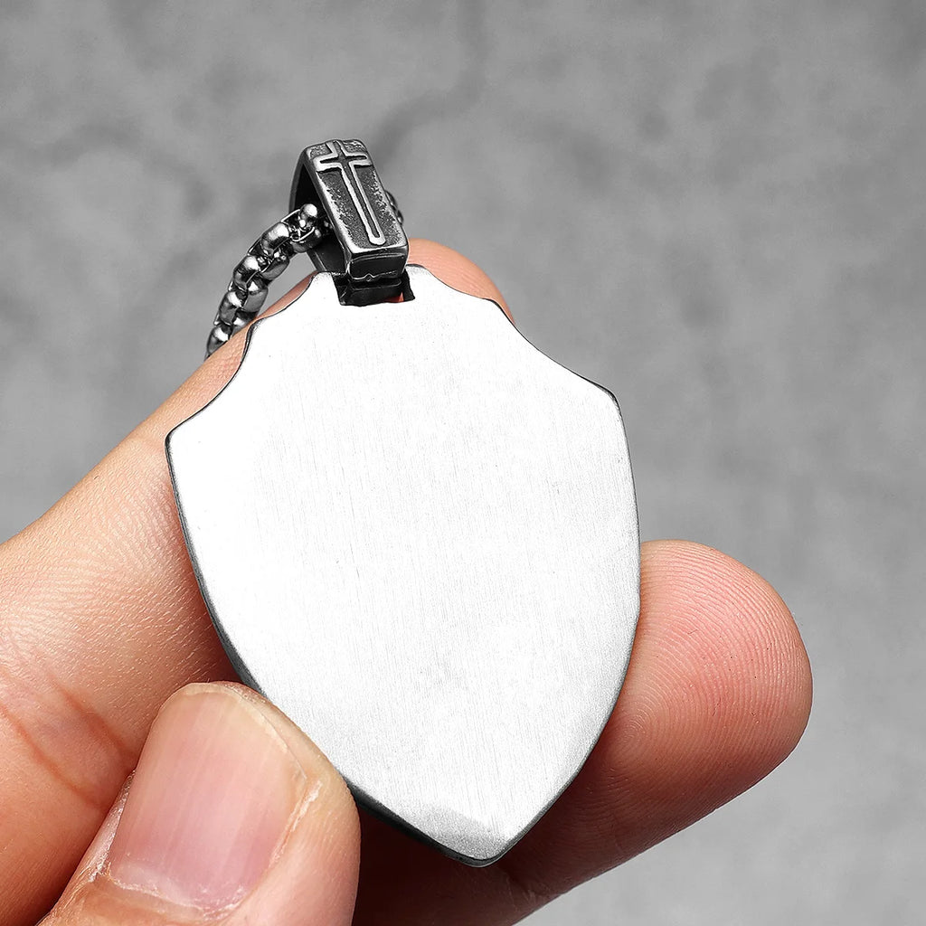 Archangel Michael Shield Pendant — Stainless Steel