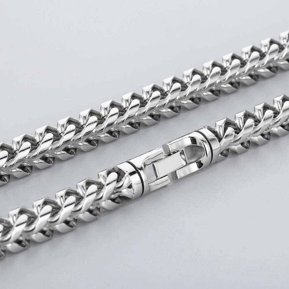 Hip-Hop Men's Necklaces Rainbow Gold Color 8/10MM Wide Stainless Steel Link Neck Chains for Men Birthday Jewelry Gift