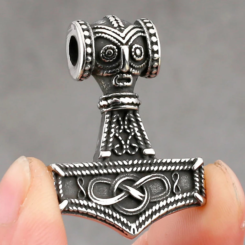 Fashion Viking Anchor Mjolnir Necklace Stainless Steel Men's Celtic Knot Hip Hop Amulet Pendant Vintage Charms Jewelry