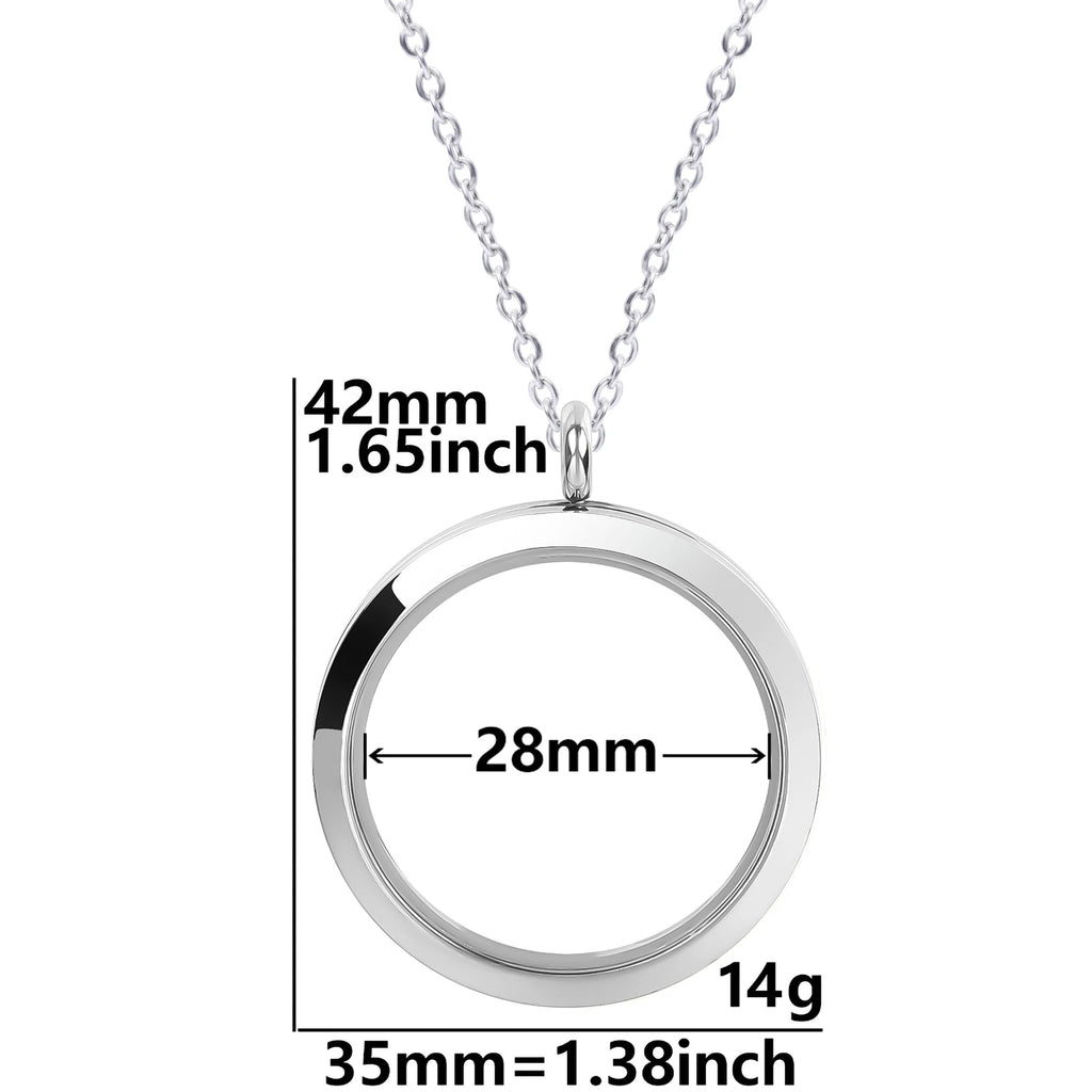 Round Pendant Necklace Locket Charm Stainless Steel Necklaces For Women Men Jewelry Chain Around Neck Necklace Decoration Gifts