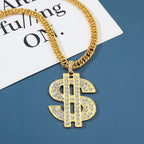 Rapper Dollar Sign Pendant Necklace with Long Chain