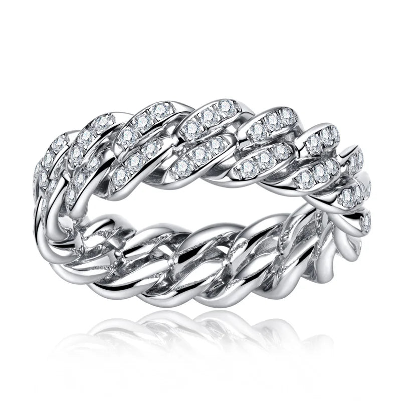 Iced Out Cuban Ring — 925 Silver