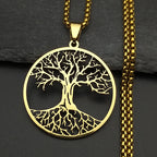 Tree of Life Black Chain Necklace — Stainless Steel