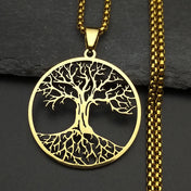 Tree of Life Black Chain Necklace — Stainless Steel