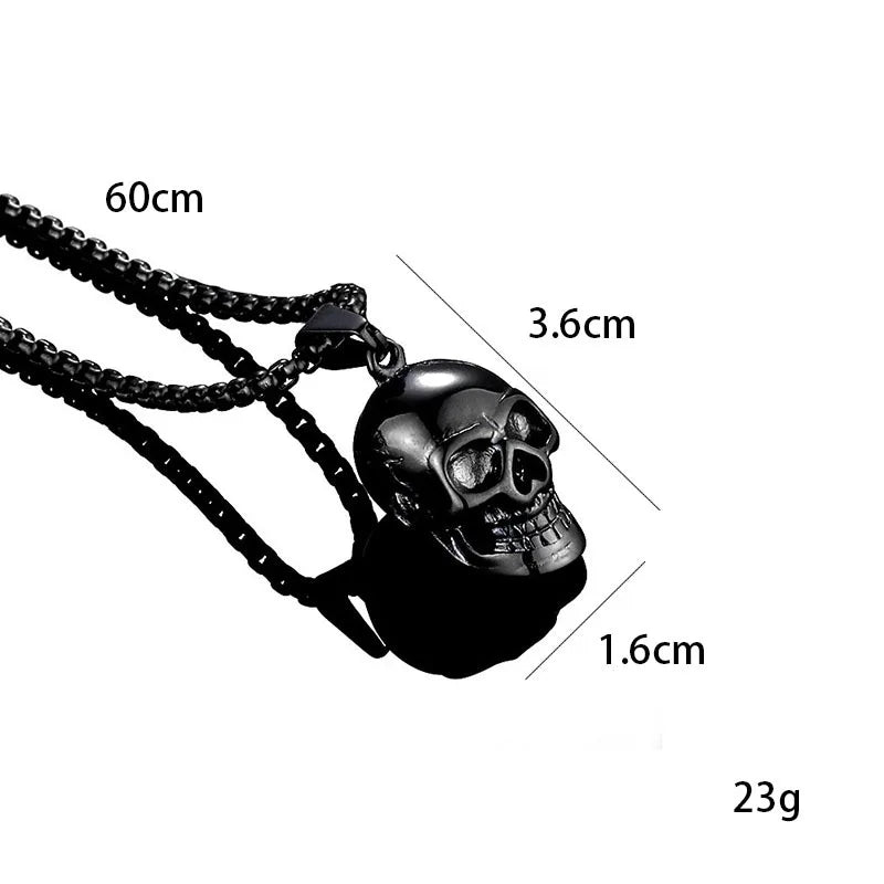 Silver Skull Pendant Necklace Stainless Steel Simple