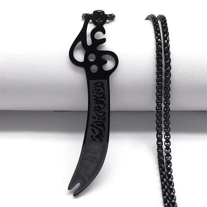 Islam Broadsword Stainless Steel Chain Necklaces Gold Color Long Necklace Pendant Men Jewelry colier homme N437S05