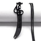 Islam Broadsword Stainless Steel Chain Necklaces Gold Color Long Necklace Pendant Men Jewelry colier homme N437S05