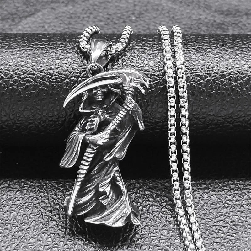 Antique Skull Pendant Necklace — Stainless Steel