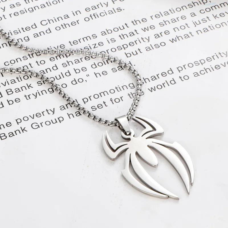 Silver Spider Pendant Necklace Box Chain