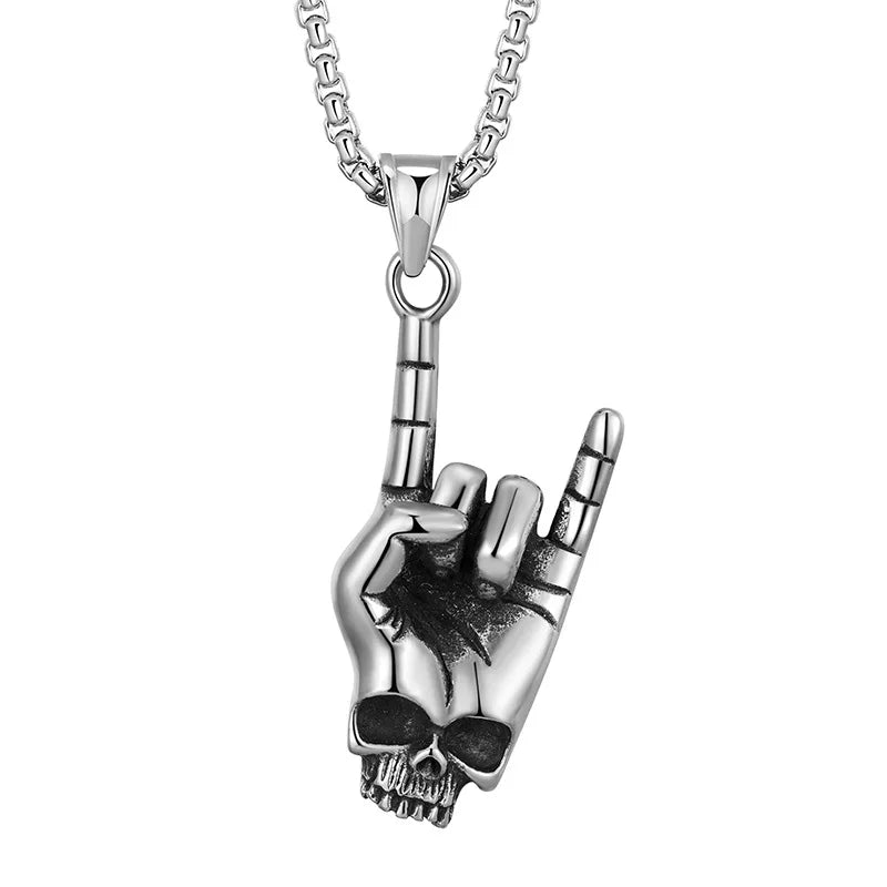 Steel Pendant European American Retro Rock Skeleton
