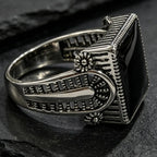 European and American new fashionable retro simple domineering black drip hollow engraving men's ring
