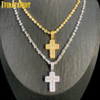 New Cross Pendant Tennis Star Link Chain Necklace for Men Women Iced Out Silver Color Cubic Zirconia Charm Hip Hop Jewelry