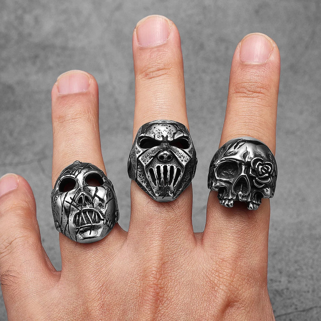 Rock Star Mask Skull Ring — Stainless Steel