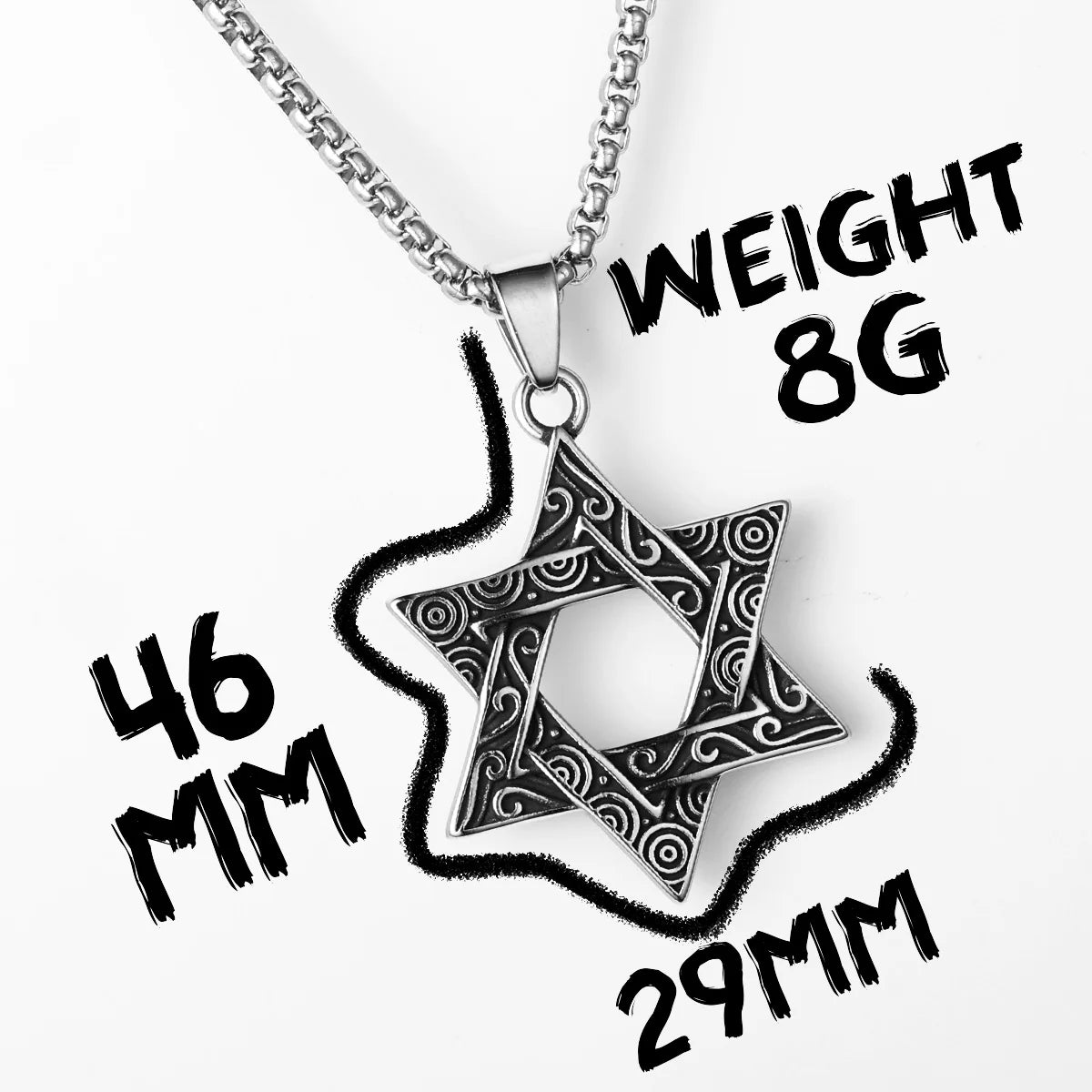 Solomon Seal Pendant Necklace Stainless Steel Vintage