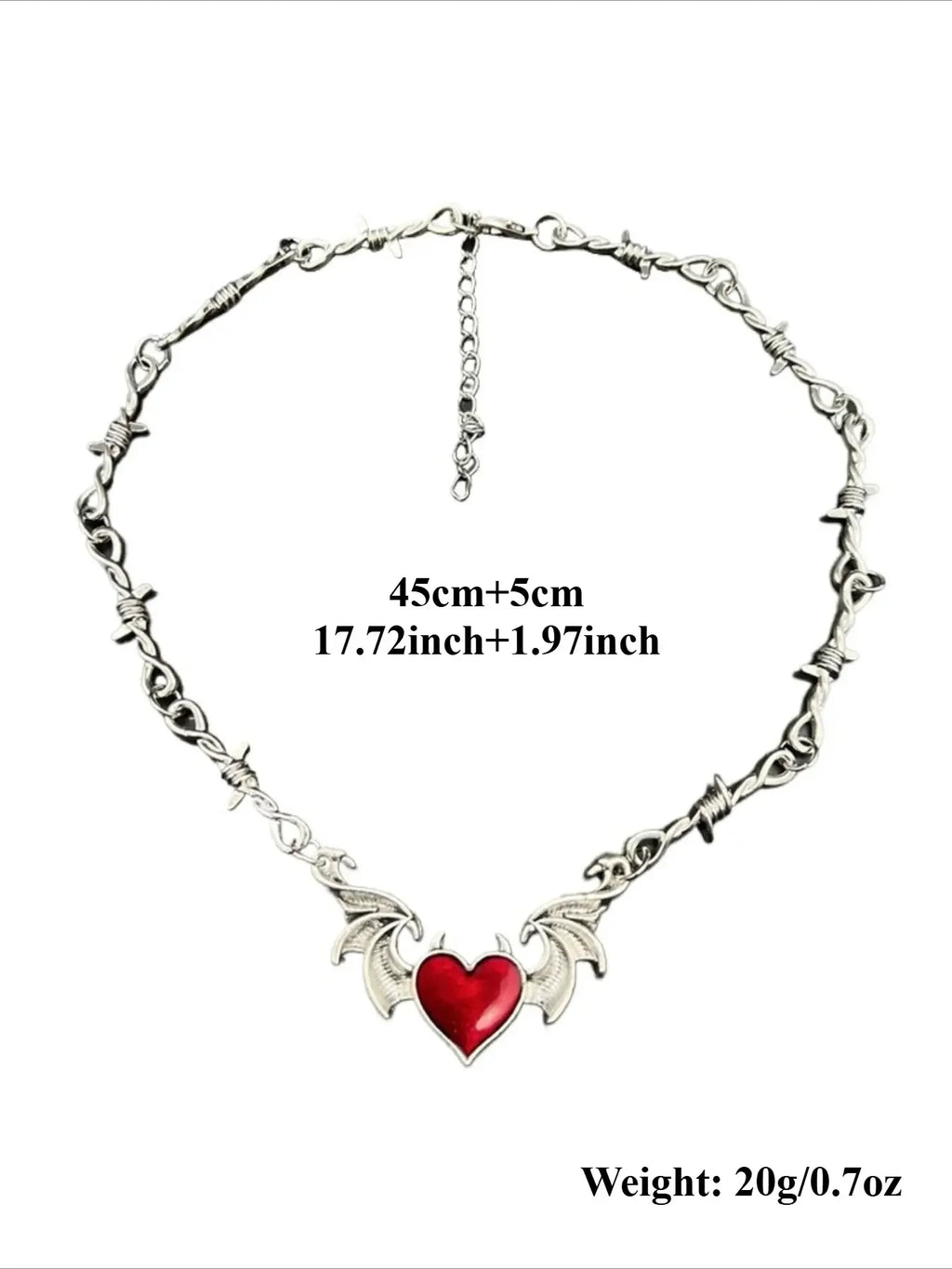 Vintage Gothic Heart Bat Thorns Pendant Necklace for Men & Women