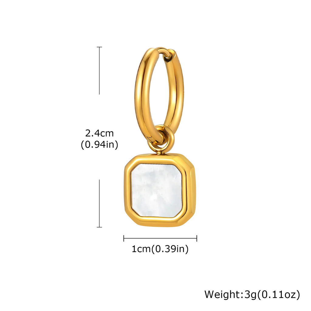 Natural Stone Huggie Hoop Earrings — SS