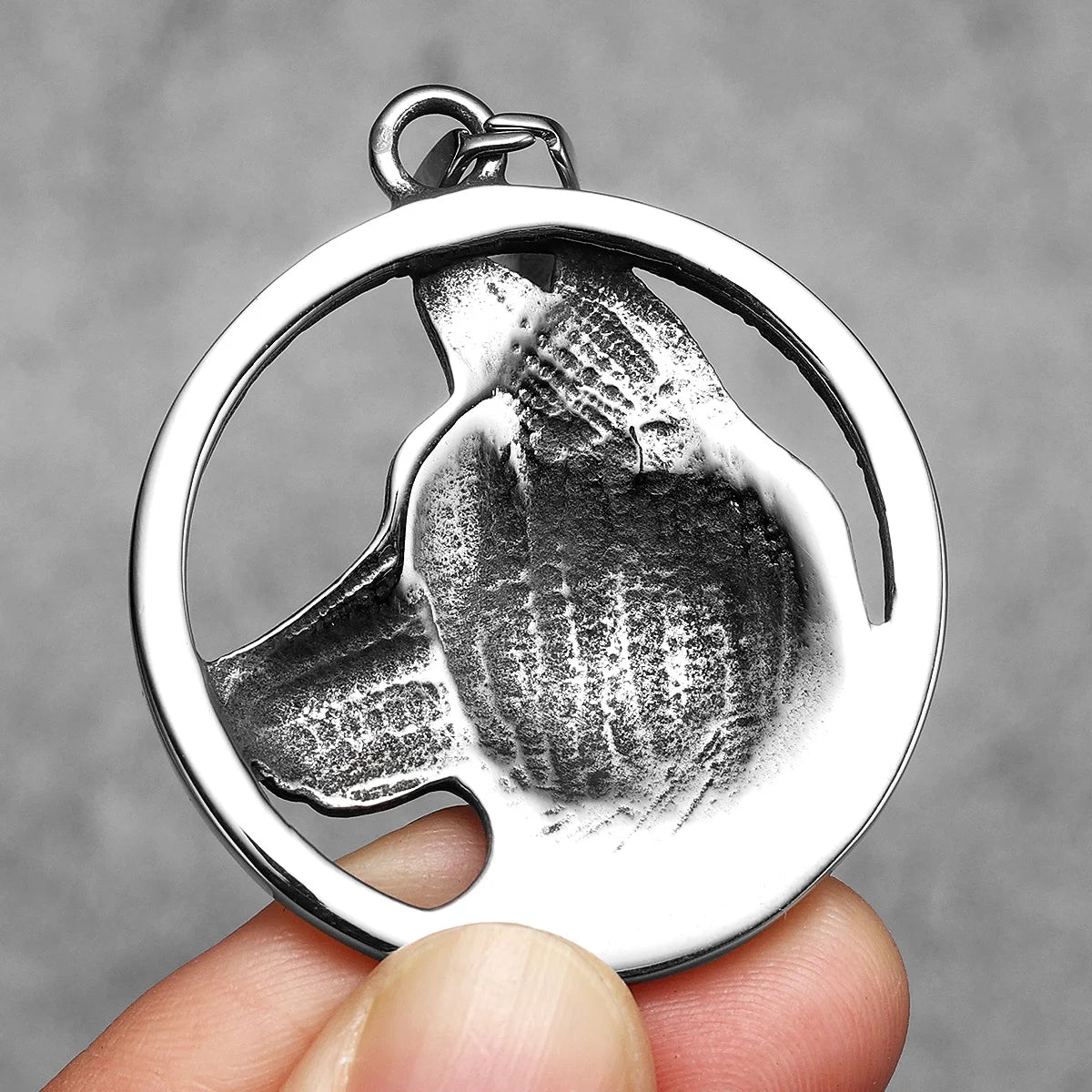Wolf Head Carving Pendant Necklace Stainless Steel