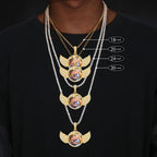 Angel Wing Photo Pendant Necklace Iced Out CZ