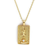 Double Sided Original Tarot Cards Necklace Tarot Moon Cigano Divination Zircon Necklace Wheel of Fortune Star Death