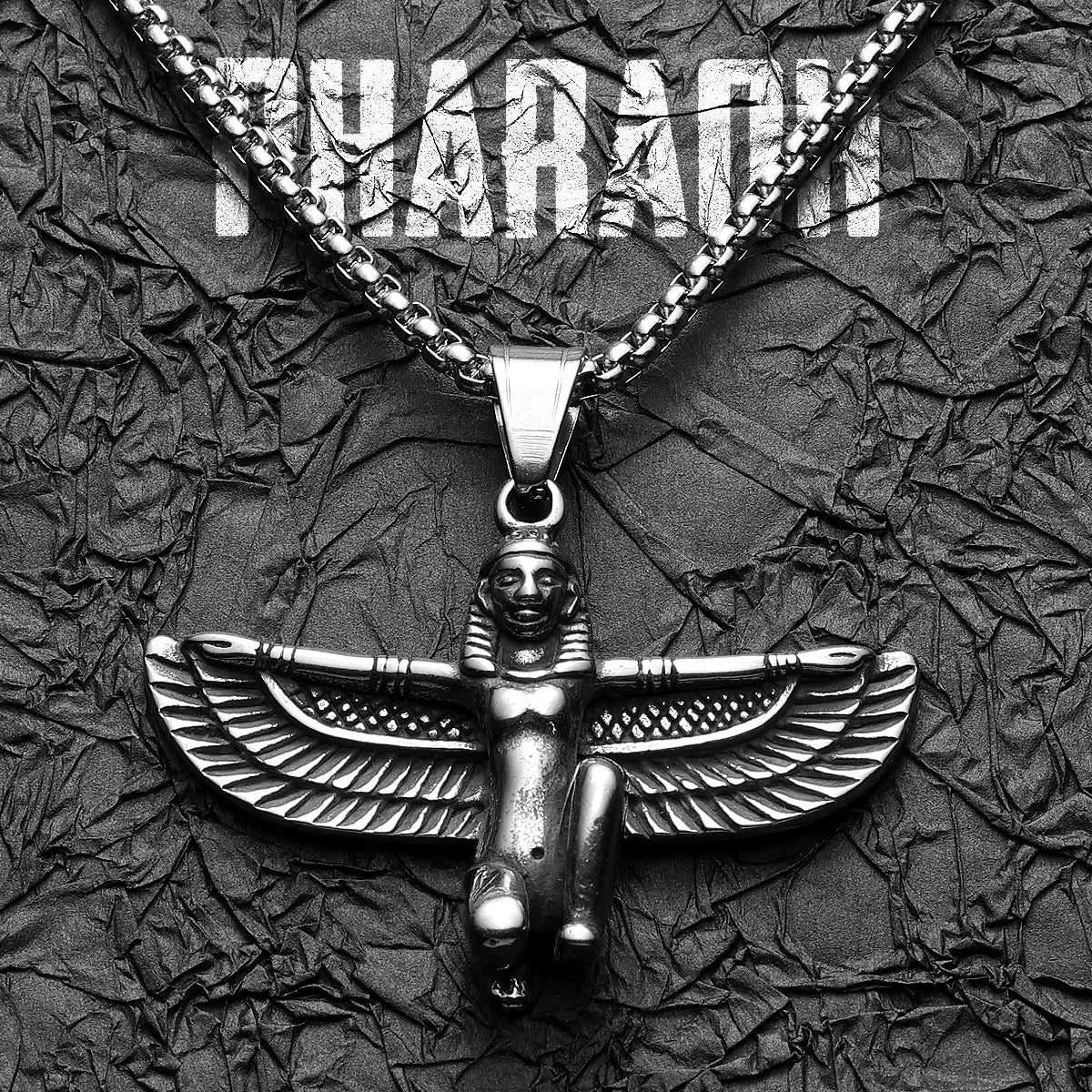 Eagle Wings Pharaoh Pendant Necklace Stainless Steel