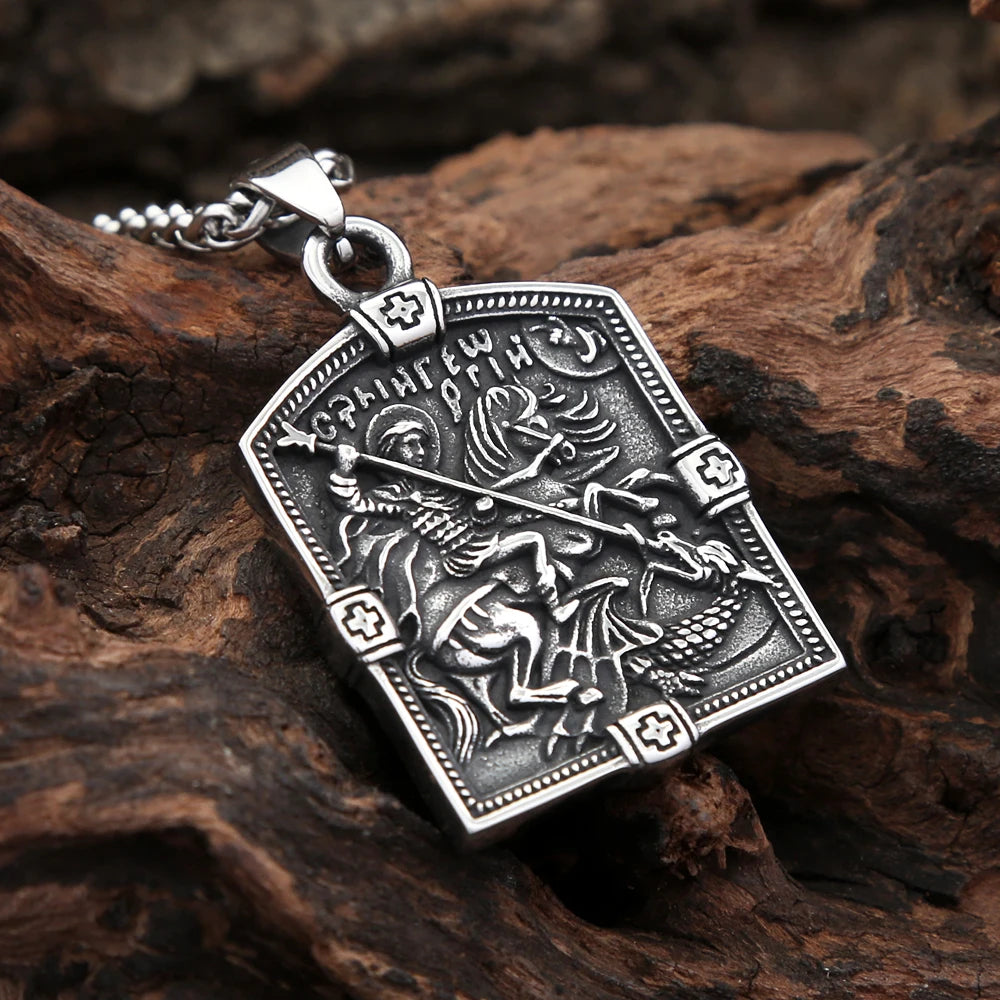 Horse Steel Pendant Vintage Stgeorge Warrior Shield