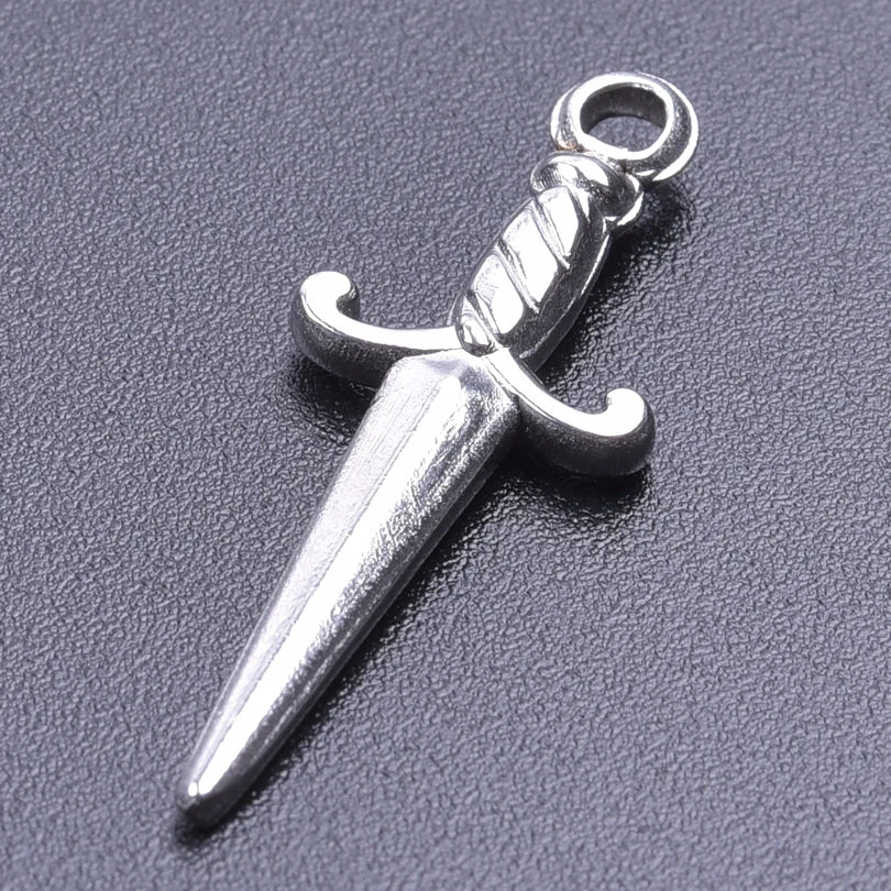 7pc Religious Belief Cross Treasure Sword Gold/Silver Color Pendant High Quality Stainless Steel Wing Amulet Diy Necklace Making