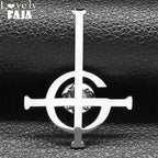 Cross Ghost Steel Pendant Band Brooch Ghoul Nameless