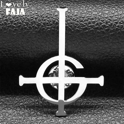 Cross Ghost Steel Pendant Band Brooch Ghoul Nameless