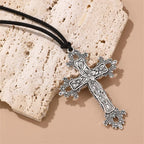 Jesus Cross Black Pendant Necklace