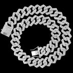 Hip Hop Men Iced Out Chain Prong Rhombus Cuban Link Necklace 14/20MM width Gold Silver Color Thick Cuban Chain Necklace