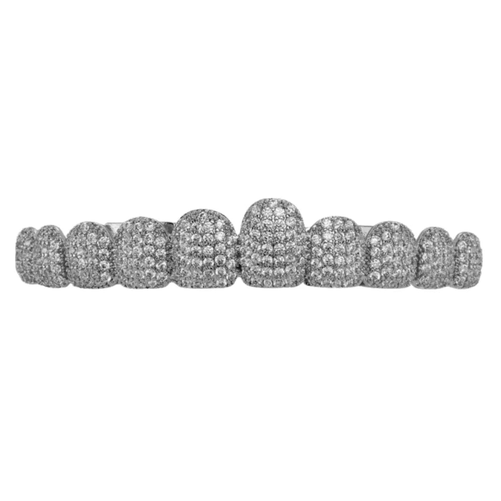 Rhinestone Teeth Grillz Set Top & Bottom Hollow Removable Caps