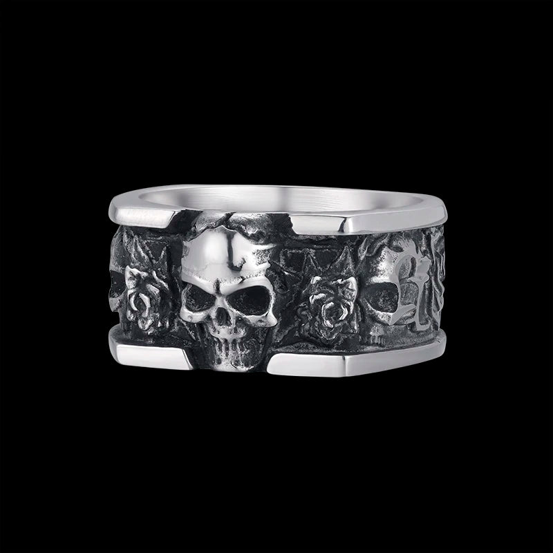 Free shipping Style Stainless Steel Gothic Accessories Lost Skull Ring Anel Masculino Punk Jewelry Boyfriend Gift OSR731