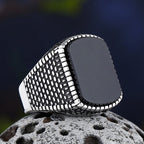 Trendy 2022 New Onyx Stone Ring Luxury Suitable For Man With Gifts Party Wedding Male Ring Jewelry Accessories Couple