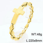 Vintage Cross Bracelet for Man 8MM Wide Waterproof Stainless Steel Chain Bracelets Gifts for Husband Boyfriend Pulsera