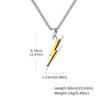 Vnox Stainless Steel Lightning Pendant Necklace, 60cm Box Chain with Lobster Clasp, Punk Waterproof Jewelry Gift for Men Women