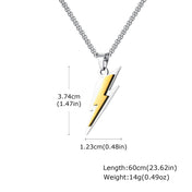 Lightning Bolt Pendant Necklace Stainless Steel 60cm