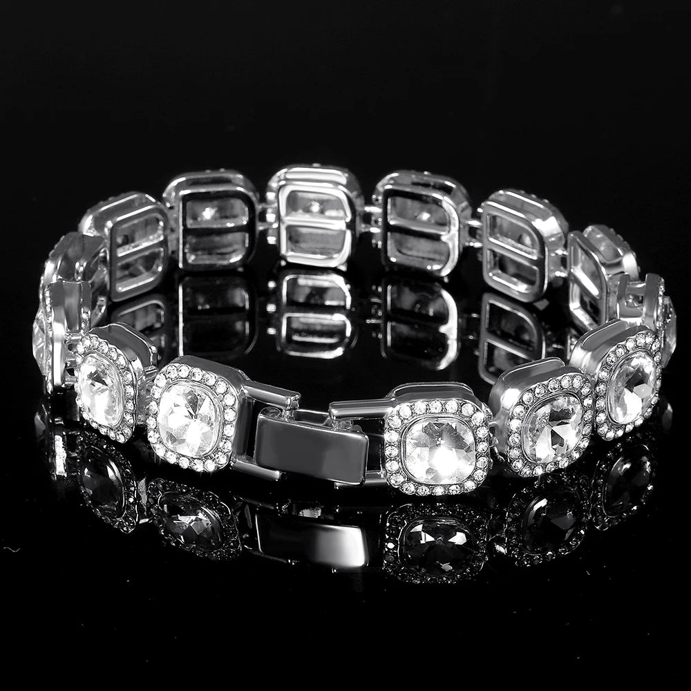 13mm Crystal Tennis Bracelet Iced Out Chain Bracelets For Women Men Bling Pink Rhinestone Hip Hop Lady Bracelet Fashion Jewelry