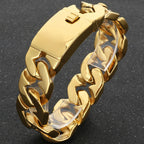 Waterproof 316l Stainless Steel Jewelry Bracelet for Man 24MM Width Curb Cuban Link Chain Men's Bracelets Fathers' Day