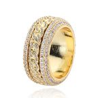 Iced Out Cuban Spinner Ring Stainless Steel