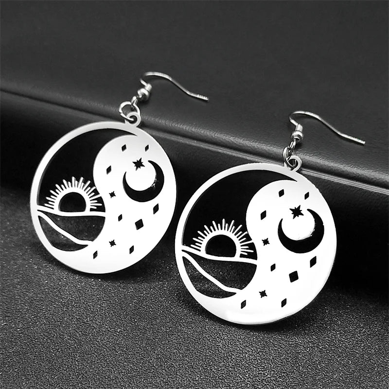 Yin Yang Silver Pendant Taoist Tai Chi Bagua Sun