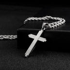 Layered Cross Pendant Necklace 50cm — Stainless Steel