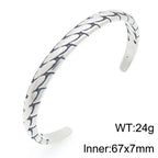 Retro Men Open Bangle for Man Stainless Steel Men's Braided Chain Style Cuff Bracelets Cool Birthday Jewelry Gifts for